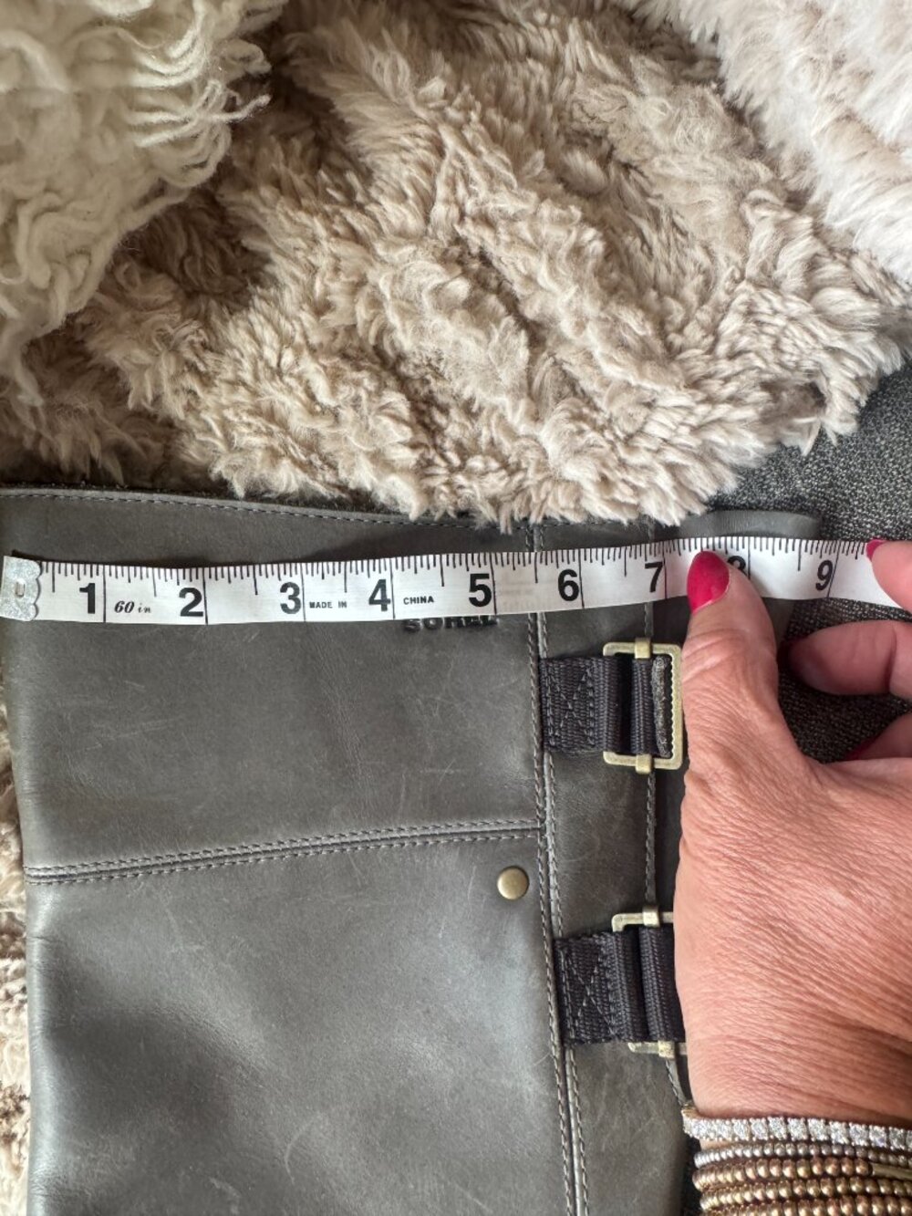 Sorel Slimpack Riding Tall Boots Gray Leather Sz 10 - Picture 10 of 11